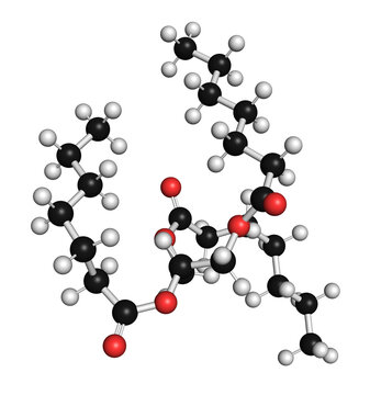 Triheptanoin drug molecule, illustration