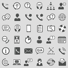 Customer Service Icons. Sticker Design. Vector Illustration.