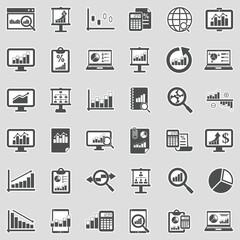 Data Analysis Icons. Sticker Design. Vector Illustration.