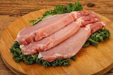 Raw pork steak for cooking