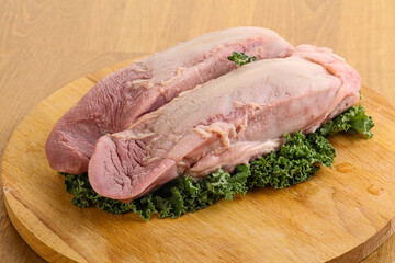 Raw pork tongue for cooking
