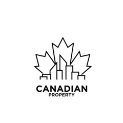 Fototapeta premium Canadian property real estate line logo icon design vector