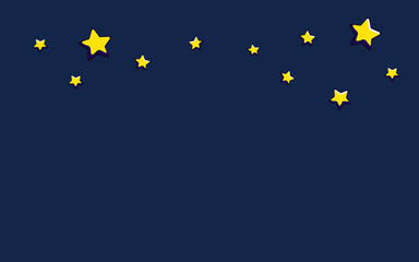 Cartoon Stars On Dark Blue Sky Background at Night.