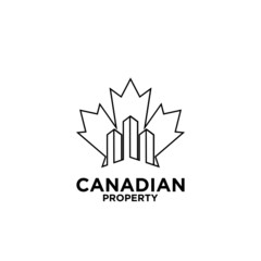Canadian property real estate line logo icon design vector