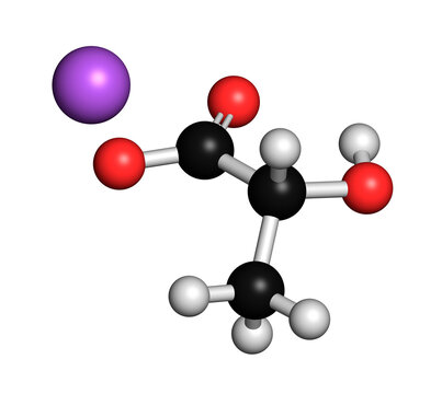 Sodium lactate chemical structure, illustration