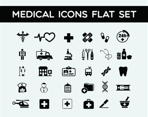 Medical icons flat set