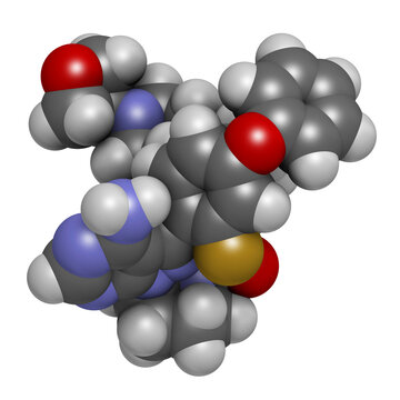 Rilzabrutinib drug molecule, illustration