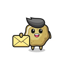 cartoon illustration of loose stools holding a yellow letter