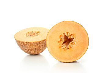 Fresh ripe melon isolated on white background