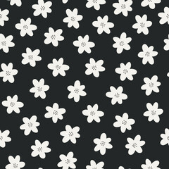 Fototapeta na wymiar Seamless pattern with white flowers