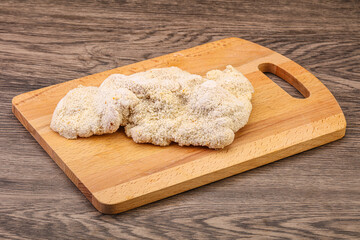 Raw meat schnitzel for roast