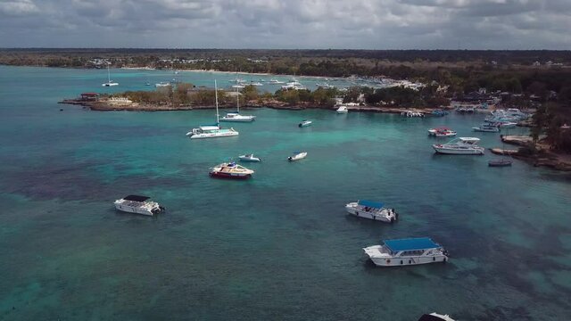 Drone Shoot Of Beach Town In The Caribbean