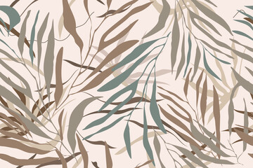 Leaves, grass, stripes. Safari. Camouflage. Modern seamless pattern. Natural ornament. Creative background
