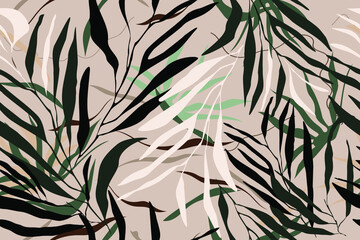 Leaves, grass, spots, stripes, circles. Safari. Camouflage. Modern seamless pattern. Natural ornament. Creative background