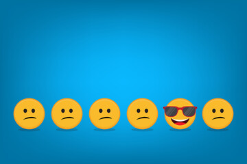 Be different - Being different, standing out from the crowd -The smiling emoji also represents the concept of positivity, individuality , confidence, uniqueness, innovation, creativity.	