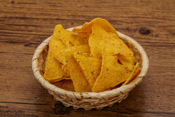 Mexican crunchy corn nachos triangle