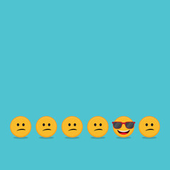 Be different - Being different, standing out from the crowd -The smiling emoji also represents the concept of positivity, individuality , confidence, uniqueness, innovation, creativity.