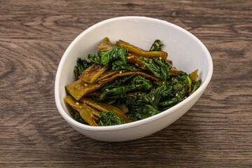Vagan cuisine with roasted green bean