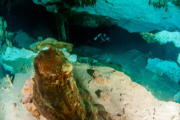 Scuba diving in cenote Tak Bi Ha in Mexico