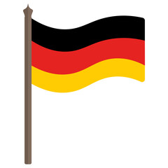 Flag of Germany. Tricolor fabric cloth. The national symbol of the state develops in the wind. Colored vector illustration. Isolated white background. Federal Republic of Germany. Political topics. 