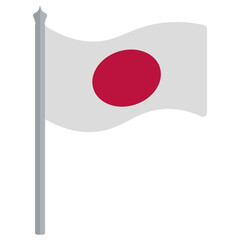 Obraz na płótnie Canvas Japan flag. Cloth with a circle of the sun in the center. The national symbol of the state develops in the wind. Colored vector illustration. Isolated white background. Political topics. Flat style. 