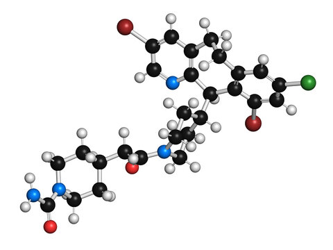 Lonafarnib drug molecule, illustration