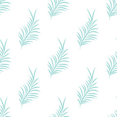 Fototapeta na wymiar Green palm leaves on a white background. Exotic tropical botanic seamless pattern. Vector illustration