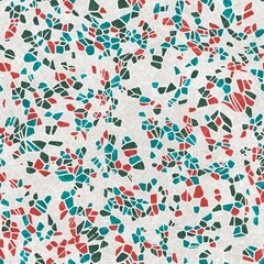 Seamless terrazzo pattern for surface design and print. High quality confetti illustration. Trendy rock and mineral composite mosaic composition in repeat. Textile print in light colors.