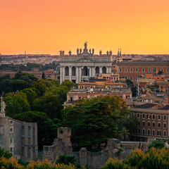 Fototapeta na wymiar Rome San Giovanni sunset view