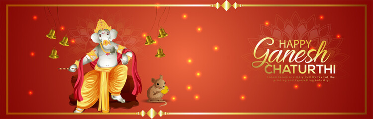 Happy ganesh chaturthi celebration background with vector illustration