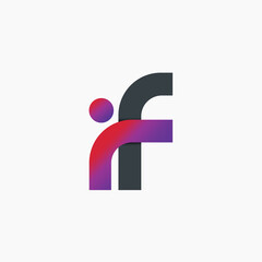 Initial Letter IF RF Design Logo Purple Black