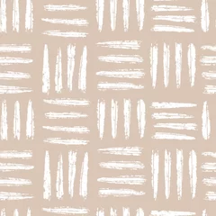 Foto op Plexiglas Boho naadloos patroon met handgetekende strepen. © Anastasiya Vaulina