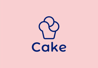 line minimalist food cake logo design vector icon symbol illustration
