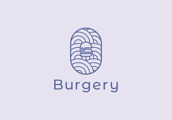 Burger line minimalist vector logo design. Food logo concept.