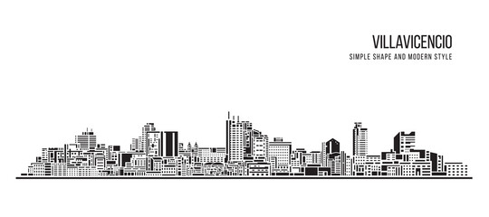 Naklejka premium Cityscape Building Abstract Simple shape and modern style art Vector design - Villavicencio
