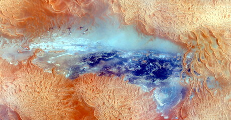 the subconscious,  abstract photography of the deserts of Africa from the air. aerial view of...
