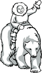 White polar bear. Black and white pattern, suitable for laser engraving, mascot for printing or embroidery.