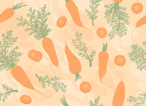 Vector Seamless Pattern With Carrots. Vegetable Decor For Printing Labels Of Products, Fabrics, Food, Paper.