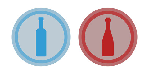 Bottle of vodka, red wine. Background is circle. Isolated color object design beverage. Graphic...