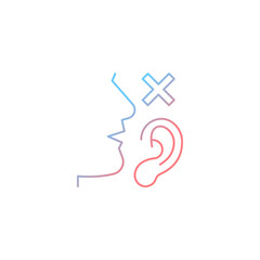 Language disabilities gradient linear vector icon. Physiological barriers to communication. Sensory dysfunction. Thin line color symbol. Modern style pictogram. Vector isolated outline drawing