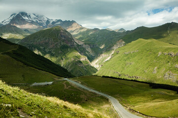 Naklejka na ściany i meble A beautiful landscape photography with Caucasus Mountains in Georgia 