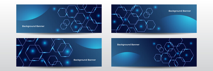 Modern blue futuristic technology wide banner background. Vector banner design circuit board. Illustration Abstract modern futuristic, engineering, technology background. Futuristic digital science