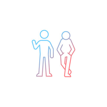 Posture in communication gradient linear vector icon. Body language. Nonverbal signal. Showing personality traits. Thin line color symbol. Modern style pictogram. Vector isolated outline drawing