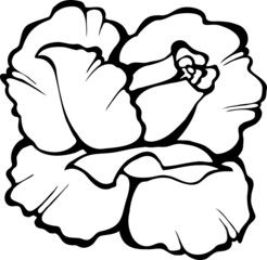 Vector image of a rose. Black outline on a white background.