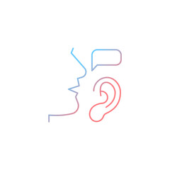 Active listening gradient linear vector icon. Building trustful relationships. Full attention. Show understanding. Thin line color symbol. Modern style pictogram. Vector isolated outline drawing