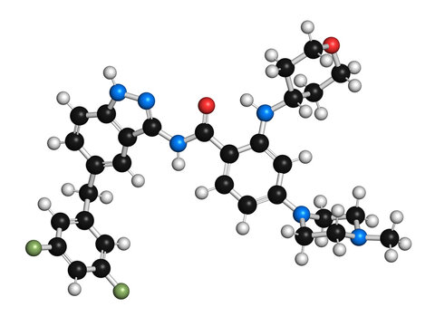 Entrectinib cancer drug molecule, illustration