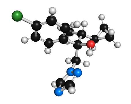 Cyproconazole fungicide molecule, illustration