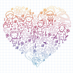 Children play with toys in the kindergarten. Kids playground. Education, creativity, imagination.