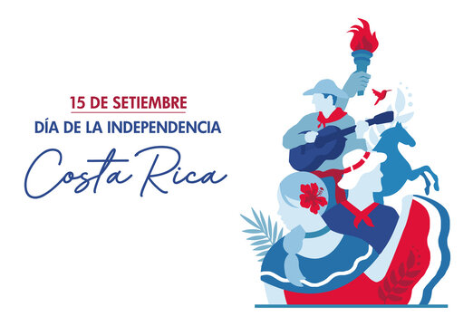 Costa Rica Independence Day, 15 de setiembre, Fiestas patrias, fiestas típicas, civic, cultural events, traditions, traditional dress, traje típico, chonete, folkloric - VECTORS, EPS