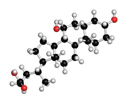 Chenodeoxycholic Acid Drug Molecule, Illustration